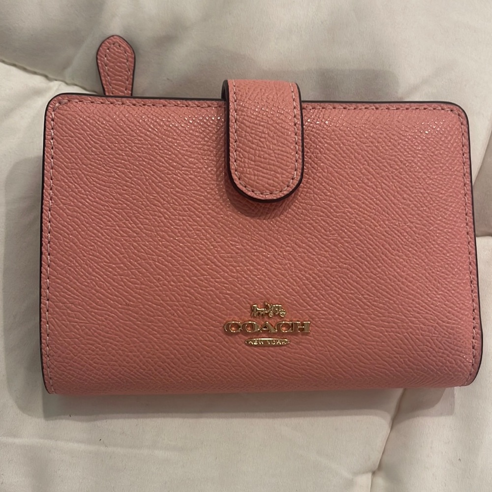 Light Pink and Maroon little Coach Wallet